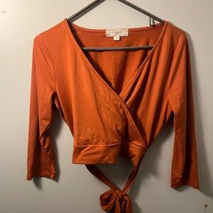 Source Unknown Burnt Orange Wrap Blouse